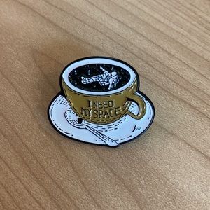 “I need my space” coffee latte astronaut enamel pin